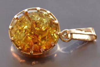 Rose soviétique russe 14k 585 pendentif ambre or vpab001